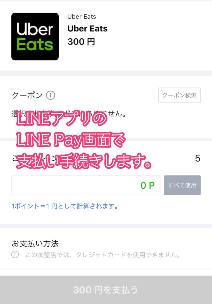 LINEのLINE Pay決済画面