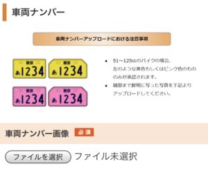 原付バイク第二種車両ナンバー(51〜125cc)